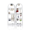 Soporte de plástico para pendientes y joyas Doble organizador plegable 28 × 10 cm soporte de almacenamiento para pendientes, collares y pequeñas joyas 3