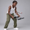 Soporte de rodillo para sierra ingletadora Altura 30-135 mm Base 165 x 200 mm Bloqueo dentado Negro y plateado Para trabajar la madera 5
