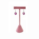 Soporte de terciopelo para pendientes en forma de T 13 × 4 cm soporte de joyas de terciopelo rosa soporte de mesa para exhibir pendientes 1