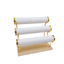 Soporte de tres niveles para pulseras y relojes 28 × 24,4 × 16 cm soporte de madera con tres soportes de terciopelo para exhibir joyas 2