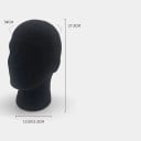 Soporte negro para pelucas en forma de cabeza 27,5 x 13,5 x 11,5 cm Cabeza de espuma para gafas, gorros Circunferencia de la cabeza 54 cm 2