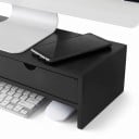 Soporte para monitor 47 x 18 x 11 cm con dos cajones y espacio para el teclado debajo de la mesa como organizador para el escritorio 4