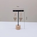 Soporte para pendientes en forma de T, soporte de metal para joyas con base de madera, organizador de pendientes y pequeñas joyas 14,6 × 7,6 cm 3