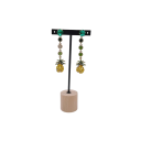 Soporte para pendientes en forma de T, soporte metálico para joyas con base de madera, organizador para pendientes y pequeñas joyas 16,8 × 7,6 cm 2