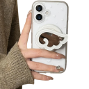 Soporte para teléfono 3D ala como espejo Soporte decorativo de plástico para móvil para iPhone 16 Accesorio elegante 3