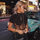 Sort crop top med mesh til kvinder 2