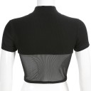 Sort crop top med mesh til kvinder 4