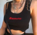 Sort dame crop top med print A1096 1