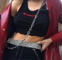 Sort dame crop top med print A1096 5