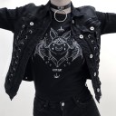 Sort dame-t-shirt med flagermusmotiv 1