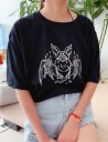 Sort dame-t-shirt med flagermusmotiv 2