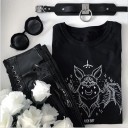 Sort dame-t-shirt med flagermusmotiv 3