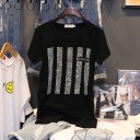 Sort dame-t-shirt med pailletter 4