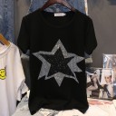 Sort dame-t-shirt med pailletter 9