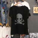 Sort dame-t-shirt med pailletter 7