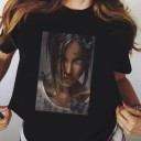 Sort dame-T-shirt med print A1195 10