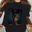 Sort dame-T-shirt med print A1195 4