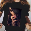 Sort dame-T-shirt med print A1195 6