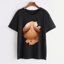 Sort dame-T-shirt med sjovt print 2