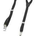 Sort elastisk seler til bukser i Y-form Tre metalclips Justerbare spænder til længdeindstilling Smalle bånd Størrelse 98 x 1,6 cm 2