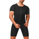 Sort herre kropsformende jumpsuit fitness jumpsuit kortærmet kompressionsdragt til vægttab elastisk sportstøj til træning 2