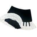 Sort og hvid plisseret miniskørt med klavermotiv Kort A-formet nederdel med tangenter Musikalsk retrostil til klaverelskere og originale outfits 2