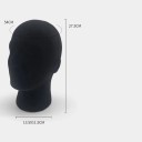 Sort perukestativ i hovedform 27,5 x 13,5 x 11,5 cm Skumhoved til briller, hatte Hovedomkreds 54 cm 2