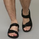 Sorte sandaler med rem til mænd 6