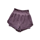 Șorturi sport pentru femei cu elastic și buzunare, unicolor, din nylon și spandex, șorturi elastice funcționale pentru alergare și fitness 9