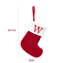 Șosetă roșie de Crăciun 15 x 25,7 cm cu margine albă și literă W brodată 2