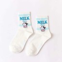 Sosete pentru femei cu inscripția MILK și un desen vesel Sosete mai înalte deasupra gleznei în stilul unei cutii de lapte Bumbac Mărimea EUR 34–42 1 3