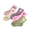 Sosete pentru fete 5 perechi Sosete colorate cu motiv de inimioare Poliester elastan Sosete elastice si confortabile pentru copii 1