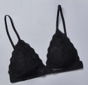 Sostén de encaje para mujer con copas triangulares Almohadillas extraíbles Amplio dobladillo perforado Algodón y nylon Circunferencia debajo 2