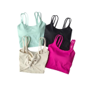 Sostén deportivo para mujer con fruncido en la parte delantera y tirantes delgados de nylon para fitness, correr, hacer ejercicio y entrenar 7