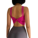 Sostén deportivo para mujer con fruncido en la parte delantera y tirantes delgados de nylon para fitness, correr, hacer ejercicio y entrenar 9