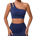 Sostenedor deportivo de mujer de un solo hombro con corte asimétrico de nylon y spandex para fitness, yoga, ejercicio y entrenamiento 2