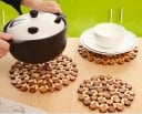 Sous-plat en bambou pour casseroles et tasses Sous-plat rond en rondelles dans des nuances de marron Pour le plan de travail de la cuisine 3