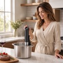 Sous vide merülő főző M800A 1100 W Vízálló IPX7 LCD érintőképernyő Pontosság ±0,1 °C 25–90 °C Áramlás 7–8 l/min Rozsdamentes acél 7