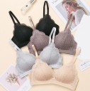 Soutien bralette de renda para mulheres Copos com bordas onduladas Largura sob os seios Fecho com ganchos Algodão com poliéster e spandex 7