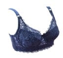 Soutien de renda feminino com padrão floral Borda de renda larga Alças ajustáveis Fecho com ganchos Laço decorativo Algodão 9