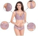 Soutien de renda feminino com padrão floral Borda de renda larga Alças ajustáveis Fecho com ganchos Laço decorativo Algodão 16