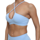 Soutien desportivo feminino com alças cruzadas e decote em forma de gota em nylon spandex para fitness, corrida, exercício e treino 7