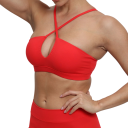 Soutien desportivo feminino com alças cruzadas e decote em forma de gota em nylon spandex para fitness, corrida, exercício e treino 3