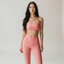 Soutien desportivo feminino sem alças estilo bandeau com borda superior reta e superfície lisa sem fecho para ioga e fitness 6