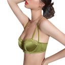 Soutien-gorge balconnet avec des bonnets moulés bordés de dentelle florale avec une surface lisse et brillante et des bretelles réglables 3
