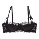 Soutien-gorge balconnet en dentelle pour femmes avec bonnets moulés et nœuds décoratifs à motif floral et bretelles réglables 10
