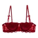 Soutien-gorge balconnet en dentelle pour femmes avec effet push-up et bretelles séparées avec nœuds à motif floral et bord ondulé 7