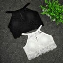 Soutien-gorge bralette femme en dentelle florale Coupe allongée avec bord ondulé Taille unique pour un tour de poitrine de 72 à 94 cm 3