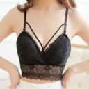 Soutien-gorge bralette pour femme avec cordelettes Convient également comme top d'été Bande en dentelle Bonnet avec coussinets amovibles Taille 2