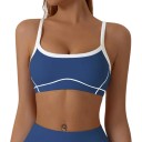 Soutien-gorge de sport pour femmes avec bord contrastant et surpiqûres décoratives sur des bretelles fines avec décolleté rond 1